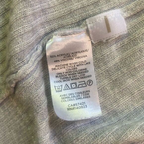 LOFT Heathered Grey Ribbed Open Front Long Sleeve Cardigan - Picture 6 of 6